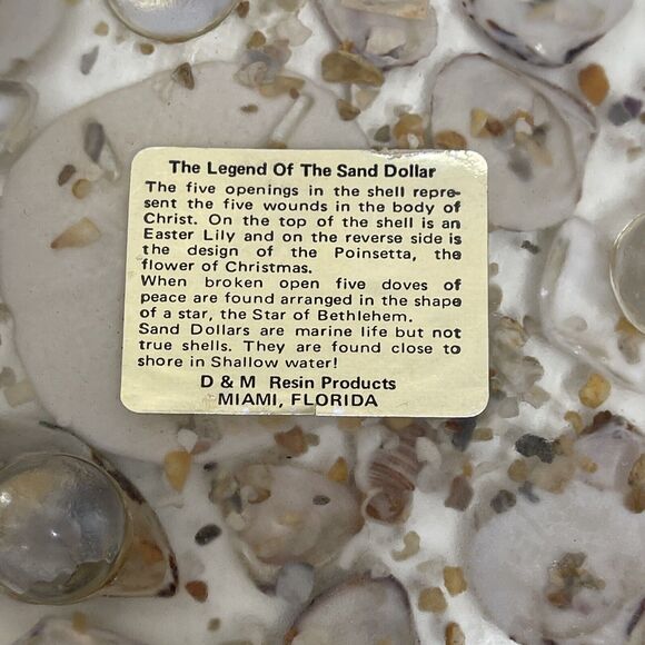 Vintage Florida Round Resin Seashell Trivet W/Legend Of The Sand Dollar - Picture 4 of 5